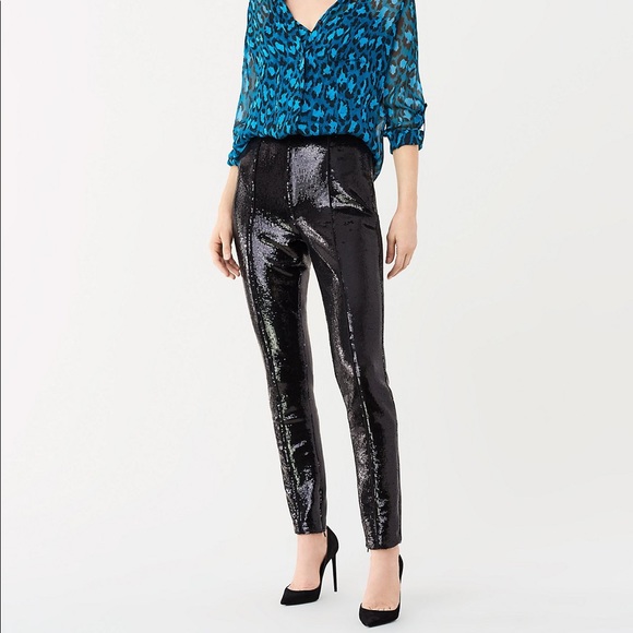 DVF Black Sequined Skinny Pants - Picture 2 of 14